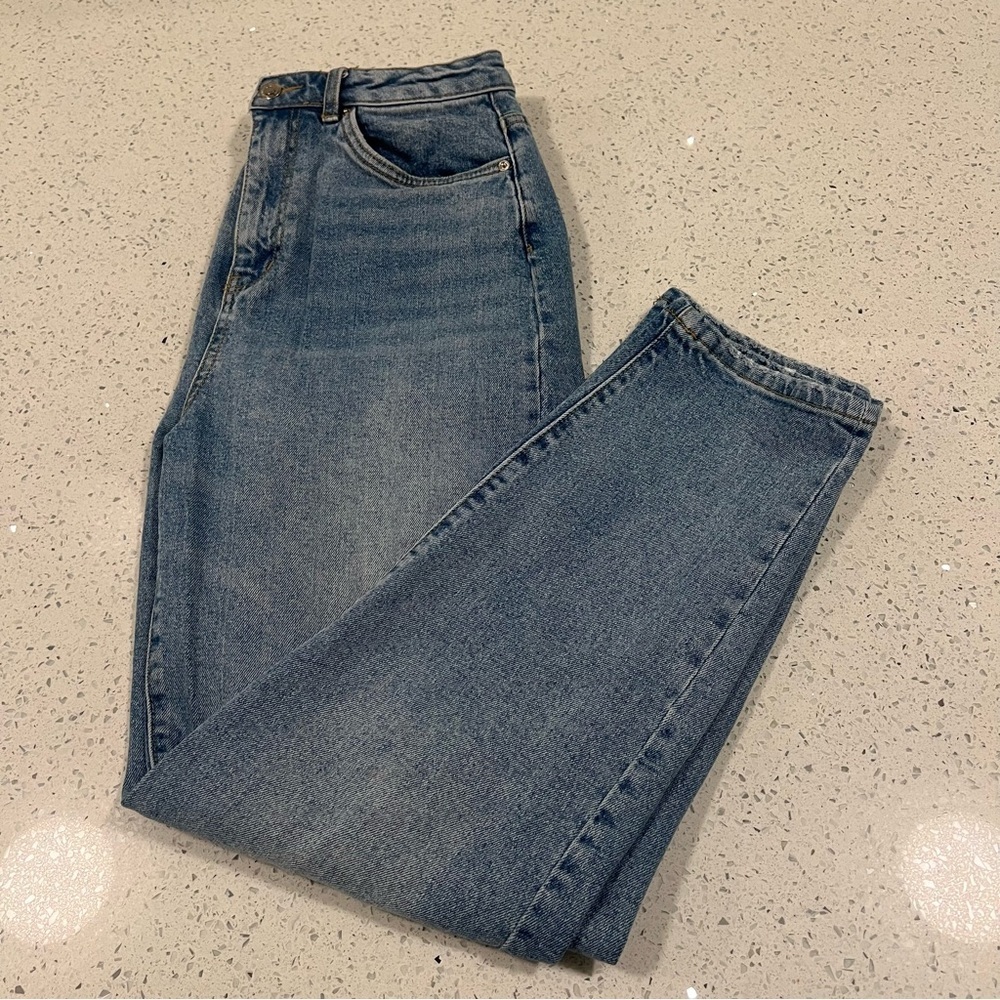 VERO MODA Super High Waist Denim Mom Jeans 28/32 99% Cotton Medium Blue